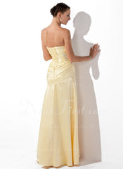 A-Line/Princess Sweetheart Floor-Length Charmeuse Prom Dress With Ruffle Beading Sequins (018004827)