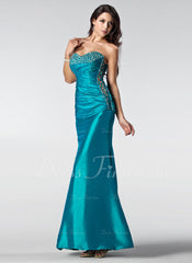 Trumpet/Mermaid Sweetheart Floor-Length Taffeta Prom Dress With Ruffle Beading Sequins (018002510)