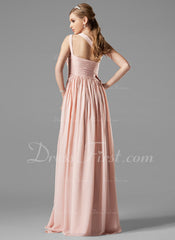 A-Line/Princess One-Shoulder Floor-Length Chiffon Prom Dress With Ruffle Beading Sequins (018004824)