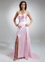 A-Line/Princess Sweetheart Watteau Train Chiffon Charmeuse Prom Dress With Ruffle Beading Sequins (018004888)