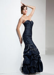 Empire Sweetheart Floor-Length Taffeta Prom Dress With Ruffle Beading Sequins (018004833)