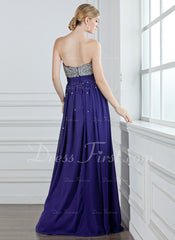 A-Line/Princess Sweetheart Floor-Length Chiffon Prom Dress With Ruffle Beading Sequins (018004908)