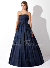 Ball-Gown Strapless Floor-Length Taffeta Prom Dress With Ruffle (018005046)