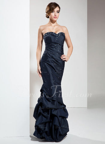 Empire Sweetheart Floor-Length Taffeta Prom Dress With Ruffle Beading Sequins (018004833)