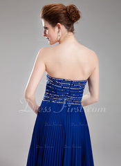 A-Line/Princess Sweetheart Floor-Length Chiffon Prom Dress With Ruffle Beading Sequins (018004801)