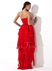 A-Line/Princess Sweetheart Asymmetrical Chiffon Prom Dress With Ruffle Beading (018004808)