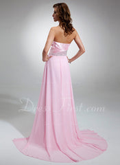 A-Line/Princess Sweetheart Watteau Train Chiffon Charmeuse Prom Dress With Ruffle Beading Sequins (018004888)