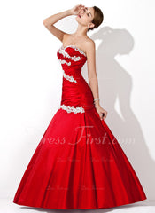 Trumpet/Mermaid Sweetheart Floor-Length Taffeta Prom Dress With Ruffle Lace Beading Sequins (018004955)