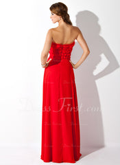 A-Line/Princess Strapless Floor-Length Chiffon Tulle Prom Dress With Ruffle (018004828)