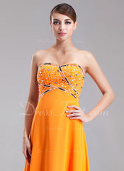 A-Line/Princess Sweetheart Floor-Length Chiffon Prom Dress With Beading (018004957)