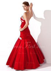 Trumpet/Mermaid Sweetheart Floor-Length Taffeta Prom Dress With Ruffle Lace Beading Sequins (018004955)