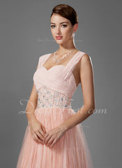 A-Line/Princess Sweetheart Floor-Length Chiffon Prom Dress With Ruffle Beading (018005043)