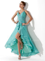 A-Line/Princess Sweetheart Asymmetrical Chiffon Prom Dress With Ruffle Beading Appliques Sequins (018005063)