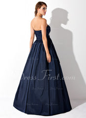 Ball-Gown Strapless Floor-Length Taffeta Prom Dress With Ruffle (018005046)