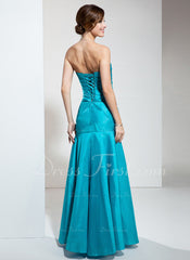 Trumpet/Mermaid Sweetheart Floor-Length Taffeta Prom Dress With Ruffle Beading Appliques Sequins (018004874)