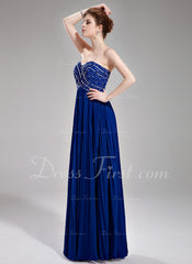 A-Line/Princess Sweetheart Floor-Length Chiffon Prom Dress With Ruffle Beading Sequins (018004801)