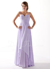 A-Line/Princess Sweetheart Floor-Length Chiffon Prom Dress With Ruffle Beading (018004835)