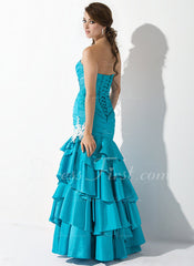 Trumpet/Mermaid Sweetheart Floor-Length Taffeta Prom Dress With Ruffle Beading Appliques Sequins (018004826)