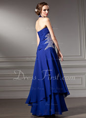 A-Line/Princess Halter Floor-Length Chiffon Prom Dress With Ruffle Beading (018005003)