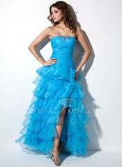 A-Line/Princess Sweetheart Floor-Length Organza Prom Dress With Ruffle Beading (018002474)