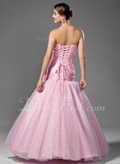 Trumpet/Mermaid Strapless Floor-Length Taffeta Organza Prom Dress With Ruffle Beading Sequins (018004953)