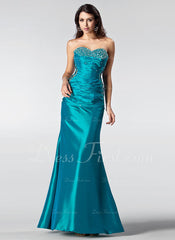 Trumpet/Mermaid Sweetheart Floor-Length Taffeta Prom Dress With Ruffle Beading Sequins (018002510)