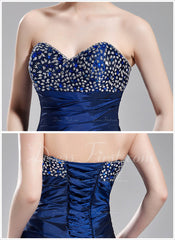 Sheath Sweetheart Asymmetrical Taffeta Prom Dress With Ruffle Beading Flower(s) Sequins (018002500)