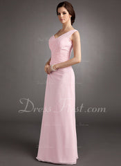 A-Line/Princess One-Shoulder Floor-Length Chiffon Prom Dress With Ruffle Beading Sequins (018004997)