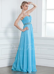 A-Line/Princess Sweetheart Floor-Length Chiffon Prom Dress With Ruffle Beading (018004794)