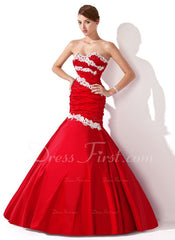 Trumpet/Mermaid Sweetheart Floor-Length Taffeta Prom Dress With Ruffle Lace Beading Sequins (018004955)