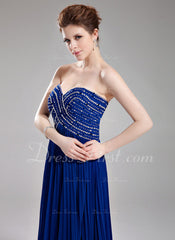 A-Line/Princess Sweetheart Floor-Length Chiffon Prom Dress With Ruffle Beading Sequins (018004801)