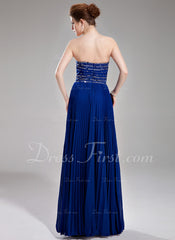 A-Line/Princess Sweetheart Floor-Length Chiffon Prom Dress With Ruffle Beading Sequins (018004801)