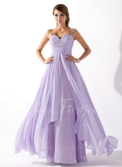 A-Line/Princess Sweetheart Floor-Length Chiffon Prom Dress With Ruffle Beading (018004835)