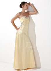 A-Line/Princess Sweetheart Floor-Length Charmeuse Prom Dress With Ruffle Beading Sequins (018004827)