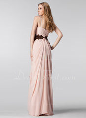 A-Line/Princess One-Shoulder Floor-Length Chiffon Prom Dress With Ruffle Beading Sequins (018004909)