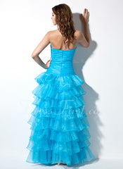 A-Line/Princess Sweetheart Floor-Length Organza Prom Dress With Ruffle Beading (018002474)