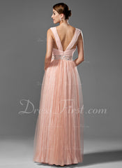 A-Line/Princess Sweetheart Floor-Length Chiffon Prom Dress With Ruffle Beading (018005043)