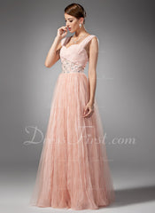 A-Line/Princess Sweetheart Floor-Length Chiffon Prom Dress With Ruffle Beading (018005043)