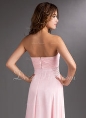 A-Line/Princess Sweetheart Floor-Length Chiffon Prom Dress With Ruffle Beading (018004853)