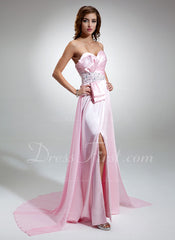 A-Line/Princess Sweetheart Watteau Train Chiffon Charmeuse Prom Dress With Ruffle Beading Sequins (018004888)