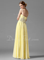 A-Line/Princess Sweetheart Floor-Length Chiffon Prom Dress With Ruffle Beading (018004901)