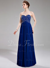 A-Line/Princess Sweetheart Floor-Length Chiffon Prom Dress With Ruffle Beading Sequins (018004801)