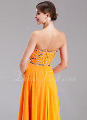 A-Line/Princess Sweetheart Floor-Length Chiffon Prom Dress With Beading (018004957)