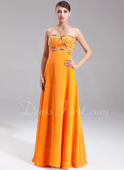 A-Line/Princess Sweetheart Floor-Length Chiffon Prom Dress With Beading (018004957)