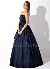 Ball-Gown Strapless Floor-Length Taffeta Prom Dress With Ruffle (018005046)