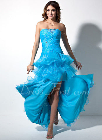 A-Line/Princess Sweetheart Floor-Length Organza Prom Dress With Ruffle Beading (018002474)