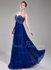 A-Line/Princess Sweetheart Floor-Length Chiffon Prom Dress With Ruffle Beading Sequins (018004801)