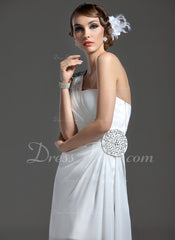 Sheath One-Shoulder Floor-Length Chiffon Prom Dress With Ruffle Beading (018004790)