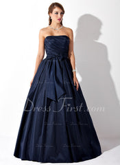 Ball-Gown Strapless Floor-Length Taffeta Prom Dress With Ruffle (018005046)