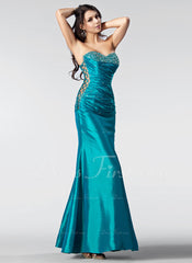 Trumpet/Mermaid Sweetheart Floor-Length Taffeta Prom Dress With Ruffle Beading Sequins (018002510)